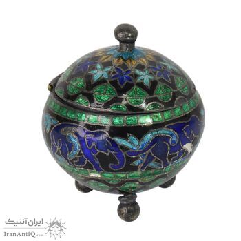 جعبه جواهرات نقره طرح فیل با میناکاری - کد 031228