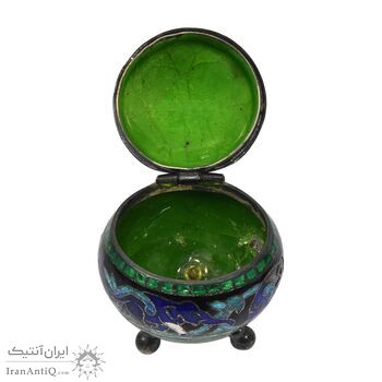 جعبه جواهرات نقره طرح فیل با میناکاری - کد 031228