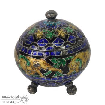 جعبه جواهرات نقره طرح فیل با میناکاری - کد 031229