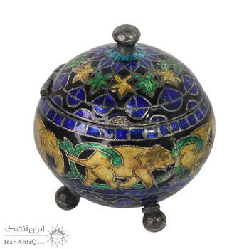 جعبه جواهرات نقره طرح فیل با میناکاری - کد 031229