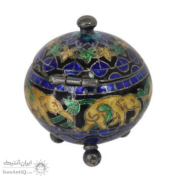 جعبه جواهرات نقره طرح فیل با میناکاری - کد 031229