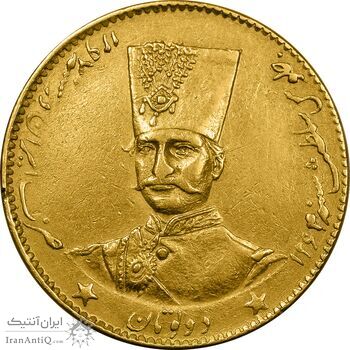 سکه طلا 2 تومان 1297 تصویری - AU58 - ناصرالدین شاه