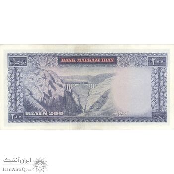 اسکناس 200 ریال (آموزگار - سمیعی) نوشته سیاه - تک - UNC63 - محمد رضا شاه