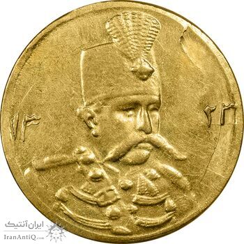 سکه طلا 5000 دینار 1323 تصویری - MS61 - مظفرالدین شاه