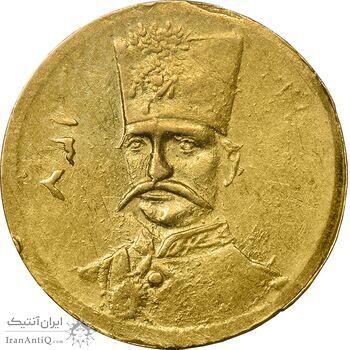 سکه طلا 5000 دینار 1307 تصویری - AU55 - ناصرالدین شاه