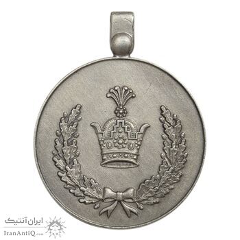 مدال نقره خدمت (دو رو تاج) - ضرب SPORRONG (با کاور فابریک بزرگ) - AU - رضا شاه